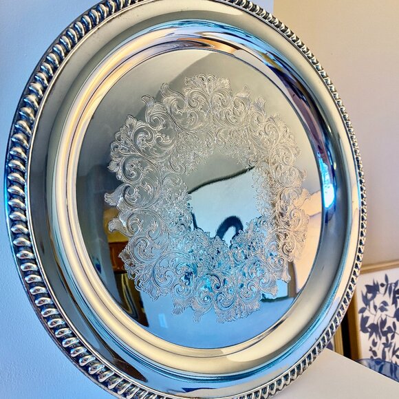 Vintage 1940s Oneida for Lewyt Silverplate Serving Tray - Picture 2 of 7